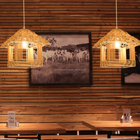 Décoration d'intérieur, style victorien, rustique, moderne, industriel, japonais, abat-jour rond en rotin tissé, lampe suspendue au plafond, Wintop