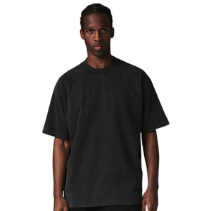 Men Super Heavyweight Blank T <b>Shirt</b> Washed <b>Black</b> Oversized Short Sleeve Cotton Crew Neck Plain Tee Wholesale OEM - Product Image 5