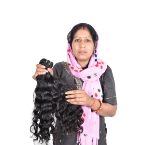 Faisceaux de trame de cheveux humains de temple brésilien naturel non transformé pour les femmes couleur noire crépue vague naturelle non ombrée pas de perte de noir - Product Image 6