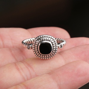 Trending Top Quality <b>Black</b> Onyx & Cubic Zirconia Gemstone 925 Solid Sterling Silver Handmade Women's <b>Ring</b> For Wholesale - Product Image 4