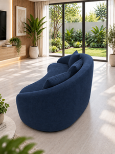 โซฟาโค้งรุ่น Cello สีกรมท่า จาก Emerald Sofa โซฟาทรงกลมทันสมัยสำหรับห้องนั่งเล่น สตูดิโอ ผู้ผลิตผ้าสั่งทำพิเศษ - Product Image 3