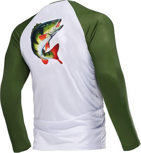 Chemise de pêche à manches longues pour garçons, imprimé animalier, vert menthe et bleu marine, color block, UPF 50, respirante, séchage rapide, protection solaire - Product Image 5