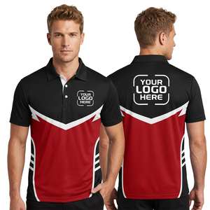 Men's Color Block for Shirt Short Sleeve Breathable Casual Solid Quick Dry Knitted Sporty Red Black White Made in Bangladesh - Product Image 2