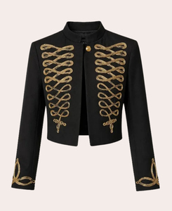 Premium Margot Robbie Cropped <b>Jacket</b> | Elite Napoleonic Statement Edition Wholesale Luxury Avant-Garde - Product Image 1