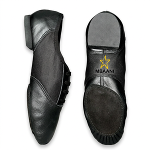Zapatos de Ballet Suaves para Mujer MBAANI, Zapatos Planos de Baile de Jazz con Suela Dividida de Cuero Color Bronceado, Zapatos de Práctica - Product Image 5