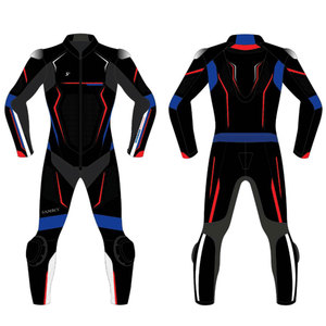 Combinaison de course en cuir pour homme à manches longues, imperméable, bicolore, toutes saisons, pour moto et course automobile - Product Image 4