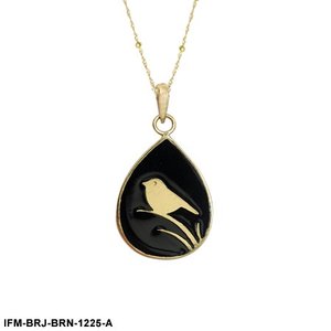 Pendentif artisanal tendance en laiton doré avec oiseau en émail noir pour femme, chaîne ajustable résistante au ternissement, idéal pour les fiançailles - Product Image 2