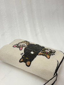 Pochette de soirée à rabat pour femme, faite main, ornée de perles, motif trois chats, sac de mariée, vente en gros, fabricant OEM Inde - Product Image 4