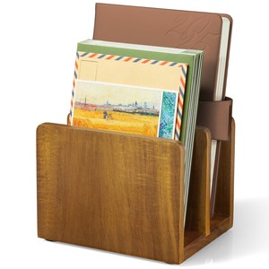Aqdus Saleem AS-CI18 Porte-lettres de bureau et organisateur en bois d'acacia, style moderne du milieu du siècle, avec incrustation en chevron |   Vente en gros - Product Image 1