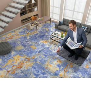 Azulejos de Porcelana Vitrificados de Alto Brillo, Antideslizantes, Color Azul Piedra, 800x1600mm, para Pisos de Baño - Product Image 1