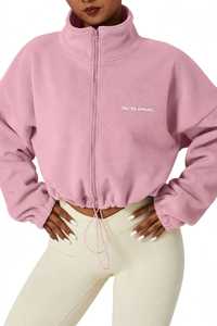 Veste en polaire rose à fermeture éclair intégrale Oneten Apparel, coupe ample, col montant, sweat-shirt unisexe - Product Image 5