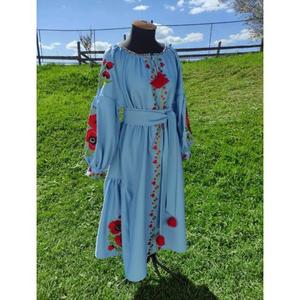 Vestido de novia blanco bordado de Ucrania para mujer, estilo folclórico, línea A, cintura natural, 100% algodón - Product Image 2