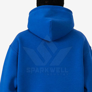 เสื้อสเวตเชิ้ตมีฮู้ดสีน้ำเงินสำหรับผู้ชาย ผ้าฝ้ายฟลีซ ทรงปกติ สวมใส่สบาย ดีไซน์กระเป๋าโลโก้ด้านหน้า สไตล์ฤดูใบไม้ร่วง - Product Image 6