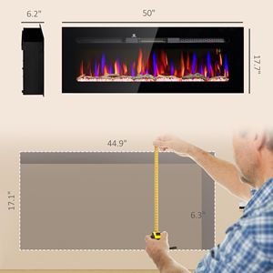 Caminetto Elettrico in Vetro con Display LED Lineare da 50 Pollici, Montabile a Parete, Telecomando, Fiamma Regolabile, Colore e Luminosità Regolabili, per Auto - Product Image 3