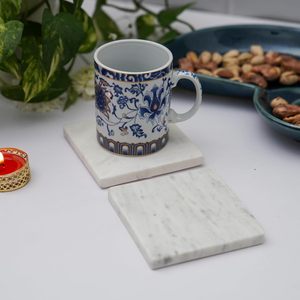 White <b>Marble</b> Plain <b>Coaster</b> Set of 4 for Tea Coffee Handmade <b>Marble</b> <b>Coaster</b> for Hot and Cold Drinks <b>Coaster</b> for Dining Table - Product Image 3