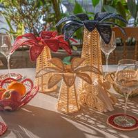 Porte-bougie tropical moderne et créatif, design palmier, en osier fait main, décoration d'intérieur pour table à manger et fêtes
