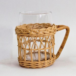 Drinkware Drink Cup Rattan <b>Wrapped</b> Cover with Handle Glass Pitcher Set Best Selling <b>Kitchen</b> Tabletop Decor - Product Image 5