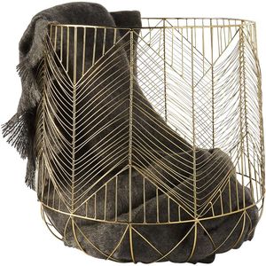 Panier à linge de grande taille en fil de fer métallique, au look magnifique, avec finition plaquée or, pour transporter les vêtements vers la zone de lavage - Product Image 1