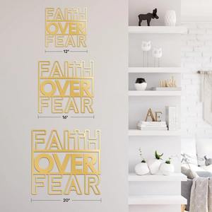 Décoration murale minimaliste FAITH OVER FEAR finition dorée, idéale pour le bureau, la salle de sport à domicile, la salle d'étude et l'angle de motivation, en provenance d'Inde. - Product Image 4