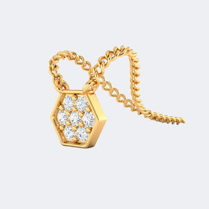 0.20CTW Round Bezel-<b>Framed</b> Hexagon Pendant Necklace - Product Image 4