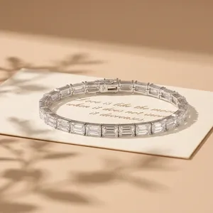 18K Customized Design Emerald Lab Diamond Tennis Bracelet for Women Engagement <b>Gift</b> Lab Grown - Product Image 2