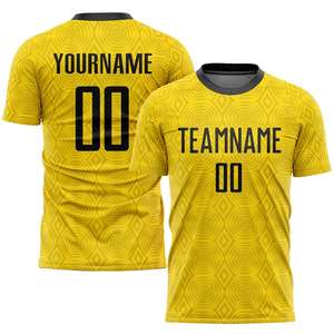 Camiseta de Fútbol Personalizada Amarilla para Hombre, Nombre del Equipo, Número, Camiseta de Fútbol Transpirable, Ropa Deportiva de Entrenamiento - Product Image 1