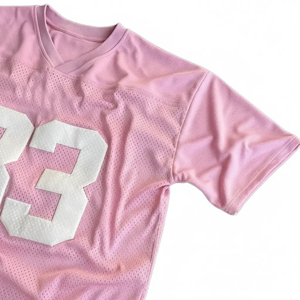 Men's Pink <b>Mesh</b> Short Sleeve T-Shirt With Number 33 Heat-Transfer Printed Breathable O-Neck Regular Fit Knitted Casual Style - Product Image 3