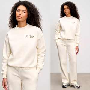 Sweat-shirt oversize à col rond pour femme, épais et chaud pour l'hiver, 100% coton, impression en relief, broderie imprimée par transfert thermique - Product Image 5