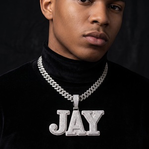 จี้ชื่อ JAY แบบ Iced Out พร้อมสร้อยคิวบาลิงค์ ชุบโรเดียมสีเงิน สไตล์ฮิปฮอป - Product Image 5