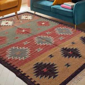 Tapis d'intérieur lavable, tissé à la main, en jute et laine, kilim pour salon, chambre et bureau - Product Image 4
