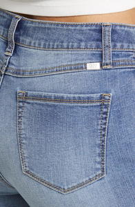 Pantalon en jean extensible personnalisé pour femme, couleur bleue, style vintage, coupe crayon respirante, grandes tailles, délavage foncé - Vente en gros - Product Image 5