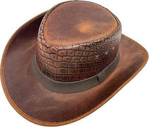หมวกคาวบอยหนังแท้ทรง Outback ทำมือ ปีกกว้าง สไตล์ตะวันตก สำหรับกิจกรรมกลางแจ้งและการเดินทาง - Product Image 1