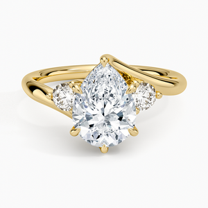 Anillo de Compromiso y Boda Clásico con Tres Piedras de Diamante Cultivado en Laboratorio con Corte Pera, Certificado por IGI, Banda Trenzada, Oro de 10K, 14K, 18K, Rodio, Plata 925, 935 - Product Image 2