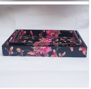 Bandeja de madera de nogal personalizada, accesorio de almacenamiento hecho a mano, con forma redonda, bandeja de madera rodante Natural, venta al por mayor - Product Image 2