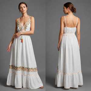 Women's Silk Viscose Woven Boho Maxi <b>Dress</b> | <b>Elastic</b> Waist Floral Print Summer Beachwear - Product Image 5