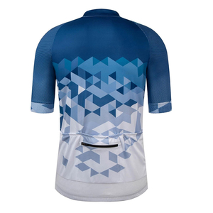 Maillot de cyclisme personnalisé à sublimation avec dégradé bleu géométrique, manches courtes, respirant, 100% polyester, pour homme - Product Image 6