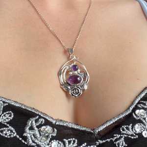 Angelic Double <b>Amethyst</b> Flower Pendant 925 Sterling Silver Fairy Whimsigoth Jewelry Handmade Tasmania Australia - Product Image 4