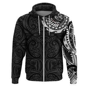 Sweat à capuche polynésien pour homme, personnalisé, à faible MOQ, imprimé 3D par sublimation, manches longues, streetwear, 100 % coton molletonné - Product Image 4