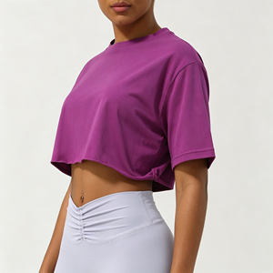 Camiseta Corta Oversize de Moda para Mujer, Impresión Personalizada, Algodón, Informal, Directo de Fábrica, Camisetas Cortas Ligeras para Mujer - Product Image 2