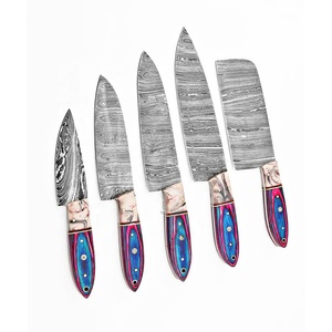 5 PCS Handmade Damascus Kitchen <b>Knife</b> <b>Set</b> Professional Chef <b>Knife</b> <b>Set</b> with Resin Wood Handles Custom OEM ODM - Product Image 1