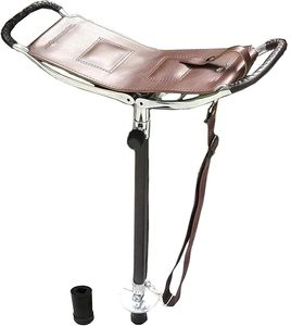 Bastón de Senderismo Vintage de Cuero PU con Eje de Aleación de Aluminio, Ajustable en 3 Secciones (75-95 cm), Punta de Goma, Plegable para Camping y Senderismo - Product Image 1