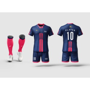 Maillots de football vintage de haute qualité 2026 pour enfants, uniformes de sport rouge et bleu, fabriqués par Uniswift - Product Image 1