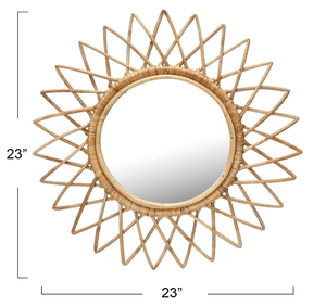Vietnam Modern Rattan Floral Round <b>Mirror</b> Handmade <b>Wall</b> Decor - Product Image 6
