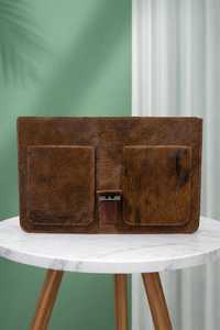 Funda Protectora Delgada Hecha a Mano con Pelo para Portátil, Maletín de Cuero Vacuno de Alta Calidad, Impermeable y Sostenible, Porta Laptop con Pelo - Product Image 6