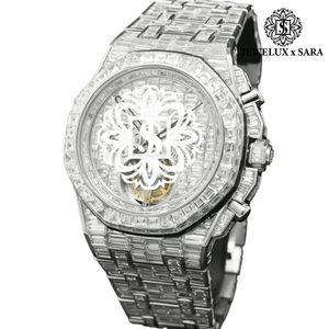 Reloj de Diamantes Moissanite Estilo Hip Hop con Acabado de Acero Inoxidable de Lujo para Influencers y Artistas de Moda Urbana en Venta - Product Image 1