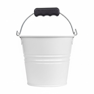 Seau en métal bleu, revêtement poudré, jardinières durables pour fleurs et plantes vertes, design minimaliste, seaux vintage - Product Image 5