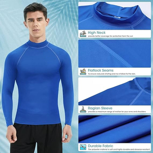Chemise de surf professionnelle SeaSkin à séchage rapide en polyester/nylon UPF 50+ pour homme, manches longues, rashguard BJJ, anti-UV, protection solaire - Product Image 4