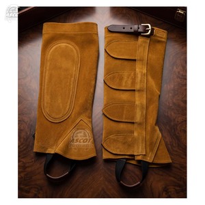 Chaparreras de media caña de alta calidad en cuero de ante de vaca, estilo inglés, altamente duraderas para montar a caballo. - Product Image 6
