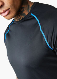 <b>Black</b> Athletic Performance T-<b>Shirt</b> Mens Short Sleeve Gym Training Fitness Sports <b>Compression</b> Style Tee 100% Cotton Breathable - Product Image 2