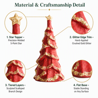 Árbol de Navidad de Pulpa de Papel Roja con Purpurina y Nieve, Decoración de Mesa, OEM ODM